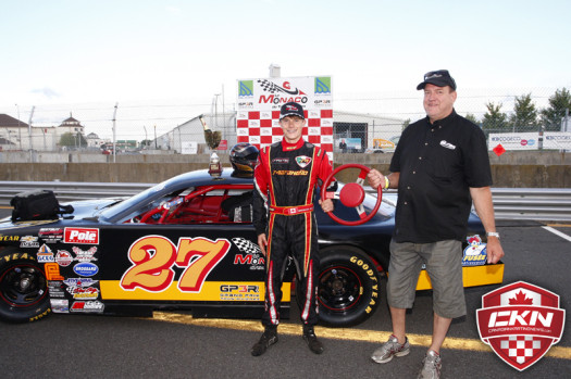 Brendon Bain Accepts the Steering Wheel to race this weekend in the Quebec Sportsman race at GP3R (Photo by: Cody Schindel/CKN)