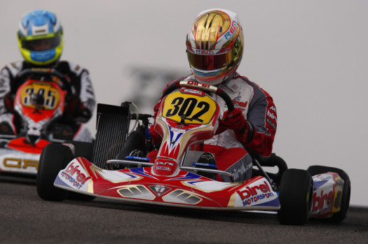 Kevin Monteith held Johnny Flute at bay in winning his first in Rotax Senior. (Photo by: Cody Schindel/CKN)