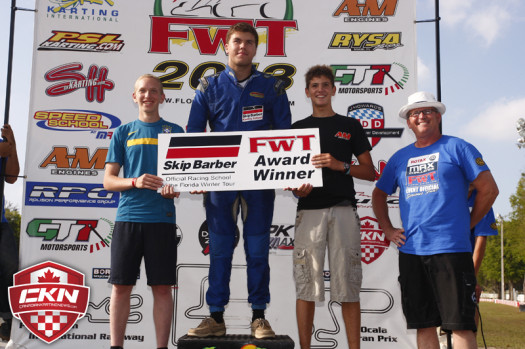 Bill Wright (right) with the 2013 Florida Winter Tour Skip Barber Award Winners (Photo by: Cody Schindel/CKN)